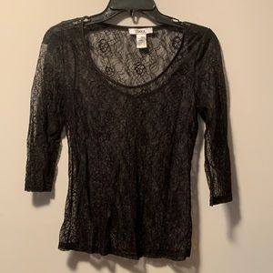 Black lace 3/4 sleeve shirt